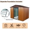 8ft x 6ft Outdoor Metal Storage Shed with Floor Base,Coffee(W540S00014)