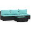 Garden Lounge Set Black PE rattan Large Modular