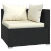 Garden Lounge Set Black PE rattan, powder-coated steel Modular set