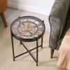Industrial Style Mechanical Clock Coffee Table, Side Table, Glass Metal End table for living room, bedroom, Office
