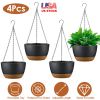 4 Pcs Minimalist Style Hanging Planters with 9.64-inch Diameter, Drainage Holes, and Removable Self-Watering Tray