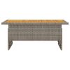 Patio Table Gray 39.4"x19.7"x16.9"/24.8" Solid Wood Acacia&Poly Rattan