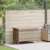 Patio Storage Box with Wheels Gray 43.3"x21.7"x28.7" Poly Rattan