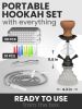 White Hookah Set 2 Hose Hookah LilOne 12 inch White Mini Hookah Combo Kit Shisha Hookah Set with Prepunched Foil Hookas Bowl Disposable Tips Mouthpiec