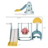 Multi-Activity Extra Safe Baby Slide and Swing Set for Toddlers with Basketball Hoop, 5-in-1 Toddler Playset Backyard Toy