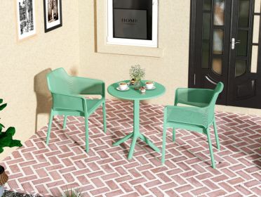 3 Piece Plastic Arm Chair Bistro GRS Premium Ocean Plastic, Green