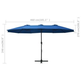 vidaXL Garden Parasol with Aluminium Pole 460x270 cm Blue (Option: as picture)