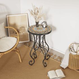 Outdoor Side Table (Option: Black orange Colorful)