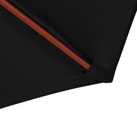 vidaXL Garden Parasol with Wooden Pole 118.1"x101.6" Black (Option: as picture)