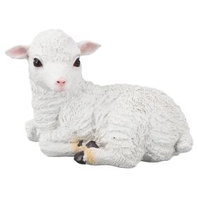 Sheep Statue Hand Made Lifelike Lamb Shape Figurine Resin Garden Sculpture for Indoor Outdoor Decoration Lying (Option: Small lying position)