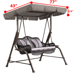 77"x43" Patio Outdoor Garden Swing 300D Canopy Replacement Porch Top Cover Seat (Color: GRAY)