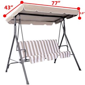 77"x43" Patio Outdoor Garden Swing 300D Canopy Replacement Porch Top Cover Seat (Color: Beige)