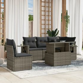 Garden Sofa Set Grey PE rattan Large Modular Garden Sofa Set (Color: Grey)