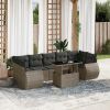 Garden Sofa Set Grey PE rattan, powder-coated steel, tempered glass