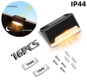 16/32PCS solar outdoor light, spring camping outdoor light, outdoor LED step light, solar charging, suitable for balconies, terraces, stairs, fences (Color: warm colour)