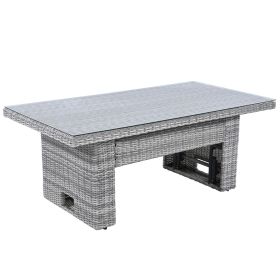 Outdoor Furniture Set Patio Rattan Furniture Set with an Adjustable Table, Recliners with Extendable Side Tables, and Two Ottomans For Patio, Lawn (Color: as Pic)
