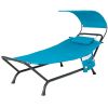 Hanging Hammock with Stand, Patio Hanging Chaise Lounge Chair w/Canopy, Cushion, Pillow & Storage Bag