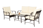 4 Piece Outdoor Patio Furniture Sets, Wicker Conversation Set for Porch Deck, Brown Rattan Sofa Chair with Cushion