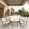 4 Piece Outdoor Patio Furniture Sets, Wicker Conversation Set for Porch Deck, Brown Rattan Sofa Chair with Cushion