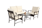 4 Piece Outdoor Patio Furniture Sets, Wicker Conversation Set for Porch Deck, Brown Rattan Sofa Chair with Cushion