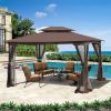 13x10 Outdoor Patio Gazebo Canopy Tent With Ventilated Double Roof And Mosquito net(Detachable Mesh Screen On All Sides); Suitable for Lawn;  Gar