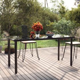 Dining Table Black Powder-coated steel, tempered glass (Color: Black)
