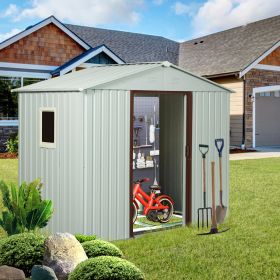 6ft X 5ft Outdoor Metal Storage Shed With Window White (Color: as Pic)