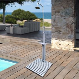 Outdoor Garden Pool Shower with Chassis Board, for Swimming Pool, Patio, Terrace, Garden,Wood (Color: as Pic)
