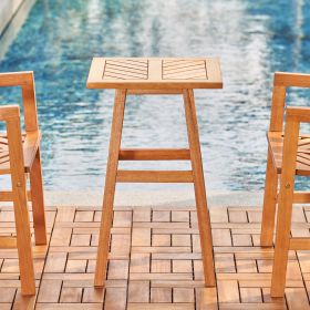 Olina Honey Fish Bone Eucalyptus Wooden Outdoor Side Table (Color: as Pic)