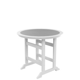 HDPE Bar Table, Dining Table, Patio Bar Set ,Counter Height Table For Outdoor White + Gray (Color: as Pic)