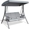 3 Person Patio Swing Chair with Storage Pocket Bag Weather Resistant Canopy Heavy Duty Steel Frame Hanging Glider Seating for Outdoor,Balcony,Garden