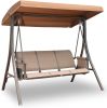 3 Person Patio Swing Chair with Storage Pocket Bag Weather Resistant Canopy Heavy Duty Steel Frame Hanging Glider Seating for Outdoor,Balcony,Garden