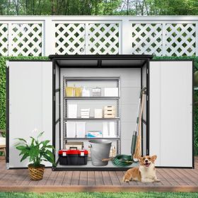 5x3FT Outdoor Storage Shed Waterproof Resin Cabinet with Lockable Doors for Bikes and Patio Furniture (Color: as Pic)