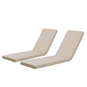 2PCS Set Outdoor Lounge Chair Cushion Replacement Patio Funiture Seat Cushion Chaise Lounge Cushion (Color: Khaki)