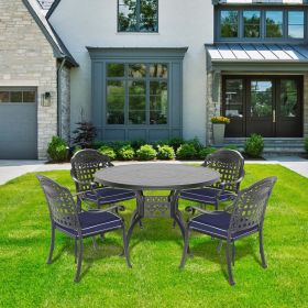 (Cushions In Random Colors)5-Piece Set Of Cast Aluminum Patio Furniture With Cushions (Color: as Pic)
