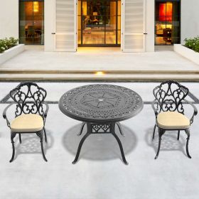 (Cushions In Random Colors)3-Piece Set Of Cast Aluminum Patio Furniture With Cushions (Color: as Pic)