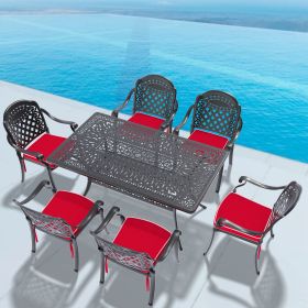 (Cushions In Random Colors)7-Piece Set Of Cast Aluminum Patio Furniture With Cushions (Color: as Pic)
