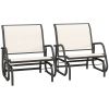 Outsunny Porch Glider Set of 2, Metal Frame Swing Glider Chairs with Breathable Mesh Fabric, Curved Armrests and Steel Frame for Garden, Poolside