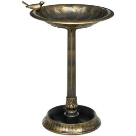 Outsunny 28" Antique Bird Bath with Pedestal Flower Planter Base, Vintage Style Decorative Birdbath & Bird Feeder Bowl, Decoration Yard Statue, Bronze (Color: multicolor)
