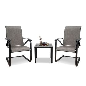 MEOOEM Patio  C Spring Textilene Dining Set  Bistro Set Outdoor Furniture Square Bistro Metal Table Side Table and Dining Chairs (Style: Modern)