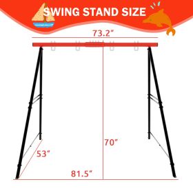 Porch Swing Frame 2 Seat, 440lbs Weight Capacity Swing Stand, Heavy Duty A-Frame Swing, Swing Stand Frame for Yoga Hammock Saucer Baby Porch Swing (Color: Red)