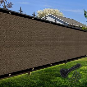 Artpuch Privacy Fence Screen Brown Customized Outdoor Mesh Panels for Backyard, Balcony,Patio,Construction Site with Zip Ties (Color: Brown, size: 6x55 ft)