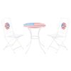 3 Piece Patio Bistro Set, Folding Outdoor Furniture with USA Mosaic Table and Chairs, Portable Metal Frames for 4th of July, Balcony, Backyard