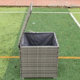 4 Piece Patio Sectional Wicker Rattan Outdoor Furniture Sofa Set With Storage Box Grey (Color: as Pic)