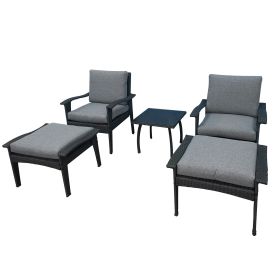 Patio Furniture Outdoor Chair And Ottoman 5 Pieces Rattan Seating Group with Cushions (Color: as Pic)