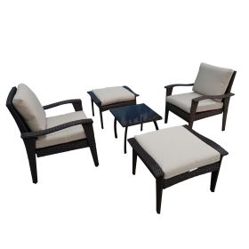 Outdoor Patio Lounge Chairs Rattan Wicker Patio Chaise Lounges Chair Patio Lounger Furniture with 5-Level Adjustable Backrest & Removable Cushioned Se (Color: as Pic)
