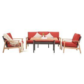 Outdoor Wicker Patio Furniture Sets 4 Pieces (Color: as Pic)