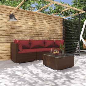 Garden Lounge Set Brown and Cinnamon red (Color: Brown)