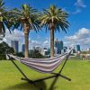 Double Hammock with Stand 450 lb. capacity steel stand, includes premium carry bag and two anti-sway balance beams