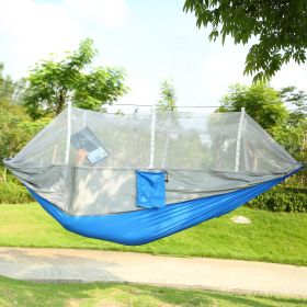 Camping Hammock, Portable Double Hammock with Net (Color: Grey+Blue)